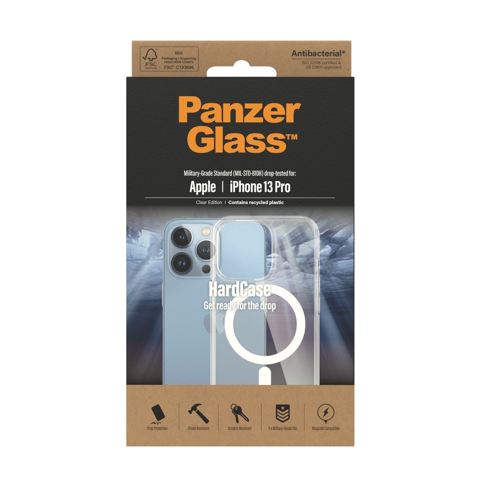 PanzerGlass® HardCase Transparent w. White MagSafe iPhone 13 Pro